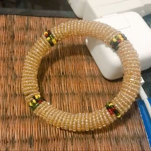 African Bead Gold Pattern Costume Jewelry Bracelet